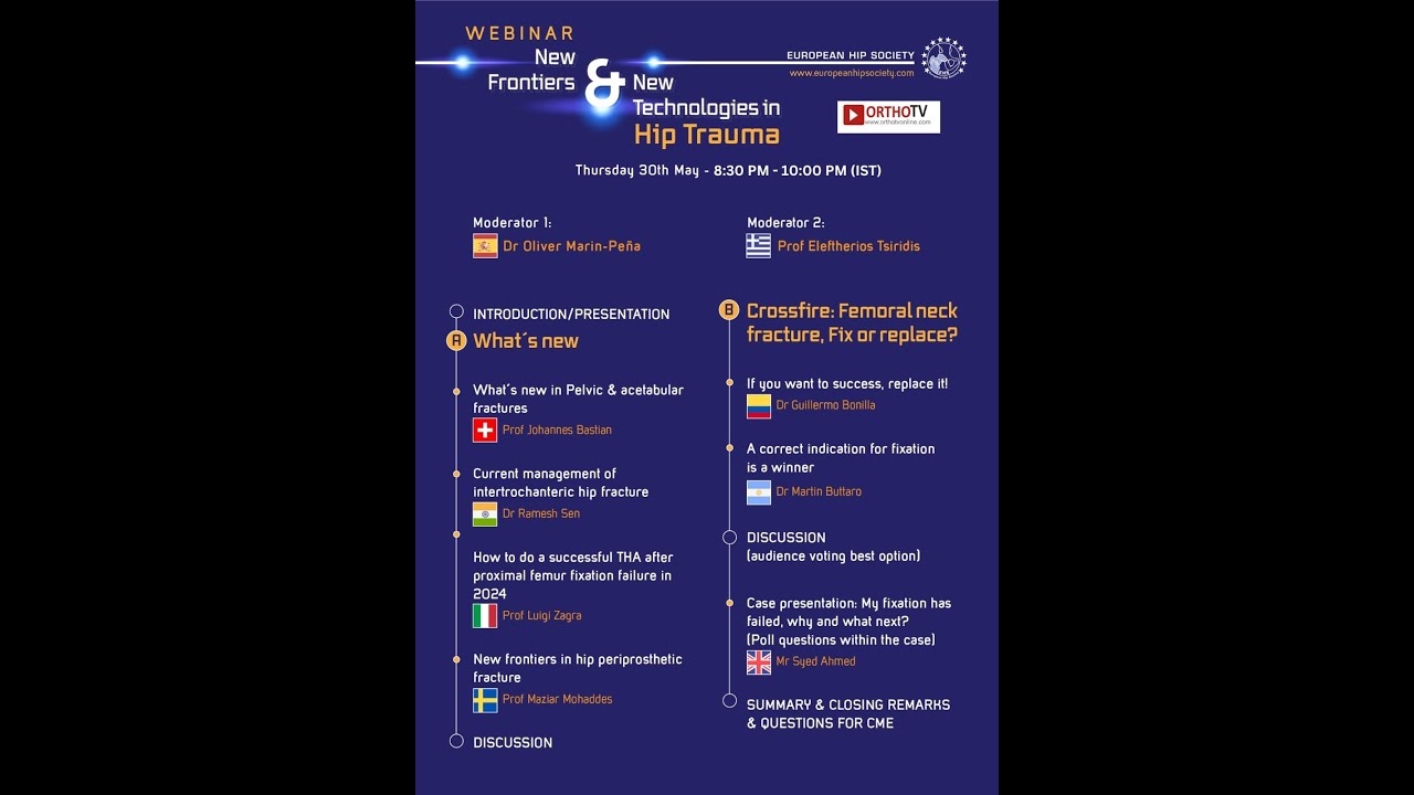 European Hip Society Webinar: New Frontiers & New Technologies in Hip Trauma