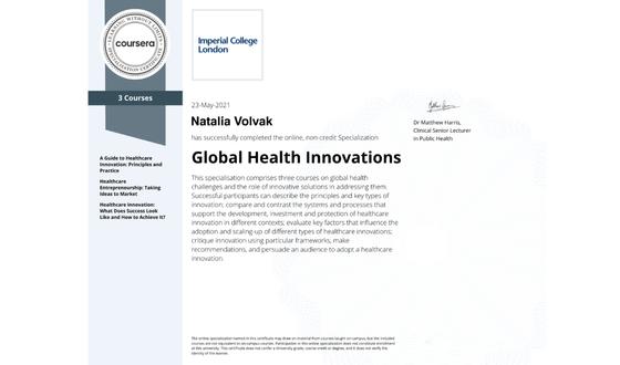 Imperial College London Certificate - Global Health Innovation