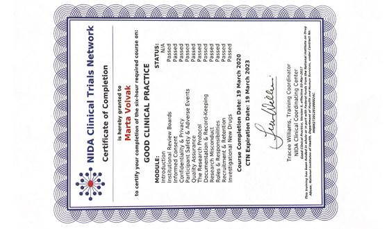 Certificate - NIDA Clinical Trials Network