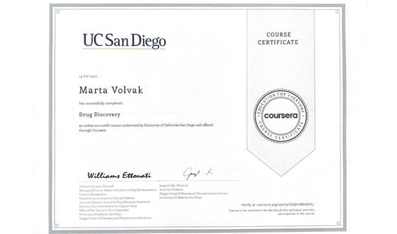 Certificate US San Diego - Drug Discovery